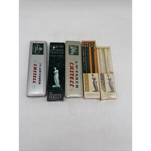 Lot of Venus & A.W. Faber Castell Pencils W/ 2 Tin Cases Over 30 Pencils